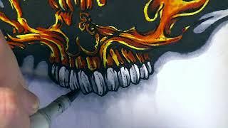 Copic Marker Speed Drawing Skull And Flames FreddyCanFly [upl. by Tome193]