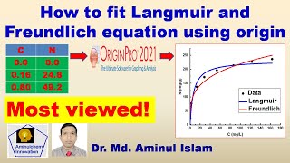 Langmuir and Freundlich isotherm model nonlinear fitting in Origin [upl. by Snilloc]