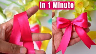 How to make simple easy bow in 1 minute  DIY ribbon bow  Ribbon Hair bow  Double bow with ribbon [upl. by Narud422]