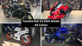 Yamaha R15 V4 2024 New Model All Colors  Racing BlueWhiteDark KnightMatte Red [upl. by Ahlgren]