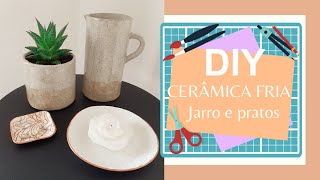 DIY CERÂMICA FRIA  Jarro e pratinhos decorativos [upl. by Adidnere578]