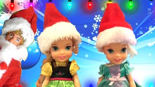 Anna and Elsa Toddlers Christmas Tree Decorating Sing Carols  Santa  Ep 11  Toys In Action [upl. by Kciredohr]