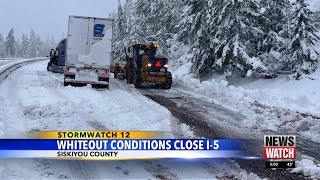 Storms wind snow caused I5 closure in Northern California Southern Oregon [upl. by Assillam735]