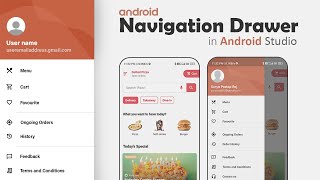 Navigation Drawer Menu in Android Tutorial  How to Create Navigation Drawer in Android Studio [upl. by Trstram454]