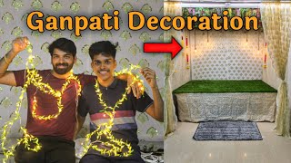 Ganpati Decoration 🌺🌼🌿 😊🏠  Ganpati Decoration Ideas for Home 😊🏠 [upl. by Frederick]