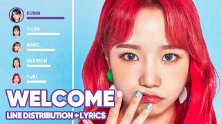 IZONE  Welcome Line Distribution  Lyrics Color Coded PATREON REQUESTED [upl. by Lance66]