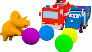 Mingii şi trambuline învaţă maşinuţele cu Dinozaurul Dino Desene animate educaţionale pentru copii [upl. by Onihc]