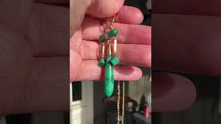 Antique 14K Gold Green Malachite Drop Pendant [upl. by Noiram809]