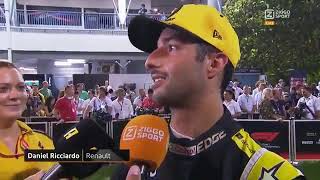 Daniel Ricciardo funny interview post qualifying 2019 Singapore GP [upl. by Willock251]