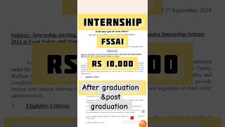 Internship in FSSAI internship internshipforstudent internshipinfssai fssai [upl. by Yssirk]