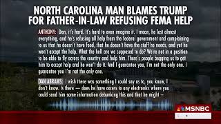 NC MAN BLAMES TRUMP FOR FATHER IN LAW NOT ACCEPTING FED AID [upl. by Dagall622]