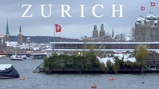 Lake Zurich Swiss Snow Walk 2024 ☃️ Winter Wonderland ❄️ 4K Walking Tour 🇨🇭 Switzerland [upl. by Ennirok]