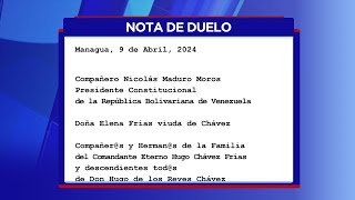 Nicaragua envía condolencias por el fallecimiento del padre del Comandante Hugo Chávez Frías [upl. by Nahshun]