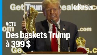 Trump lance des baskets après sa condamnation à 355 millions de dollars damende [upl. by Sharon744]