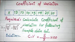 Statistics  Coefficient of Variation  How to Find Coefficient of variation value for ungroup data [upl. by Sioux527]