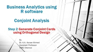 Business Analytics for MBAPGDM Conjoint Analysis using R Step 2 [upl. by Ileyan]