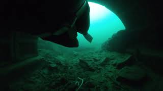 Vobster Quay  Freediving through old tunnel [upl. by Enoob806]