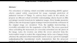 Efficient Robust Reversible Watermarking Based on ZMs and Integer Wavelet Transform [upl. by Garland379]