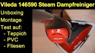 Vileda 146590 Dampfreiniger Mop  Auspacken Montage Test Teppich PVC Fliesen Review de [upl. by Utica]