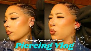 GETTING 4 PIERCINGS AT ONCE Septum x Triple Forward Helix piercing vlog [upl. by Elyrad817]