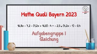 Mathe Quali Bayern 2023 Aufgabengruppe I Gleichung lösen und Sachgleichung aufstellen [upl. by Anoyek]