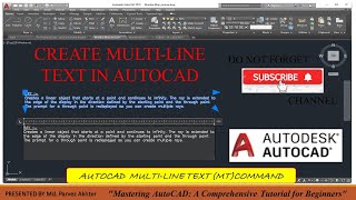 MultiLine textMultiLine text in AutoCAD How to create MultiLine text AutoCAD 2019 Hind tutorial [upl. by Rabelais]