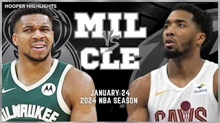 Milwaukee Bucks vs Cleveland Cavaliers Full Game Highlights  Jan 24  2024 NBA Season [upl. by Dennett]