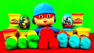 PlayDoh Surprise Eggs POCOYO Disney Cars 2 Rare Zombie Zity Angry Birds Spongebob Cabbage Patch Kid [upl. by Krahmer]