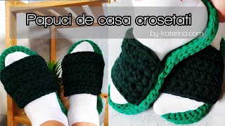 Papuci de casa crosetati Tutorial pentru incepatori [upl. by Liahkim]