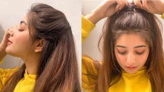 Simple and cute hairstyle for everyday  wajeeha [upl. by Nahtal]