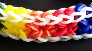 Loom Bands No Loom needed Hook Only Rainbow Loom Starburst Bracelet [upl. by Kunin]