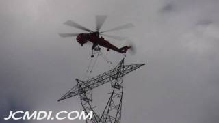 V04875 Sikorsky S64 Skycrane 500Kv Tower construction [upl. by Anohs]