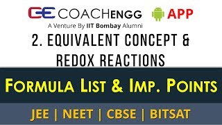 Equivalent Concept and Redox Reactions – Formula List Important Points for Revision  JEE NEET CBSE [upl. by Otto]