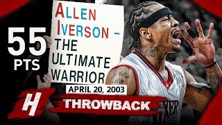 Allen Iverson EPIC FULL GAME 1 Highlights vs Hornets 2003 Playoffs  55 Pts Playoff CareerHIGH [upl. by Ssalguod]