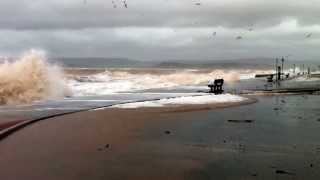 Orcombe Point Exmouth Devon UK  high tide flooding and storm surge [upl. by Lorolla]