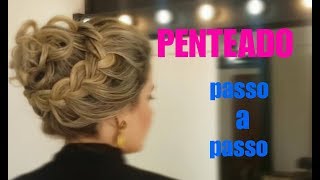 LINDO PENTEADO PARA NOIVAS E MADRINHAS COQUE COM TRANÇA ROMÂNTICAPASSO A PASSO [upl. by Docia]