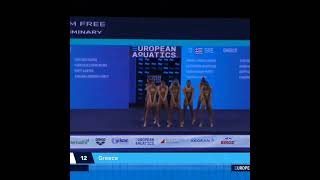 Greece  Team Free Final  Onland Performance  European Artistic Swimming Championship [upl. by Redneval521]