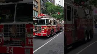 FDNY quotMIDTOWN MADNESSquot Extreme Upclose Drive By Ladder 24 NYC shorts fdny firetrucks nyc [upl. by Leehar]