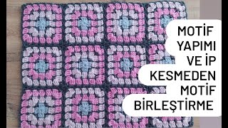 ÖRGÜ BATTANİYE MODELİ ZİNCİRLERLE MOTİF BİRLEŞTİRME Crochet Block Stitch Square Bebek Battaniyesi [upl. by Agripina]