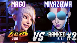 SF6 ▰ MAGO Juri vs MIYAZAWA KIRYU 2 Ranked AKI ▰ High Level Gameplay [upl. by Kind]