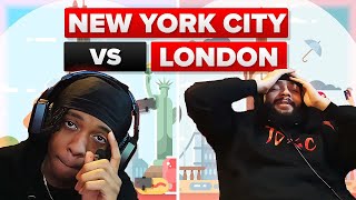 AMERICANS REACT TO NEW YORK CITY VS LONDON  CITY COMPARISON [upl. by Ardnait]