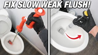 How To FIX A SLOW amp Weak Flushing Toilet 4 Different Ways Guaranteed DIY For Beginners [upl. by Ayotahs]