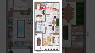 30x60 house plans l 30x60 2bhk house plan l 30x60 2bhk house plan with car parking trendingshorts [upl. by Evaleen564]