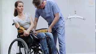 Guldmann Sling Instruction Basic Low Sling onoff in wheelchair [upl. by Shoshana]