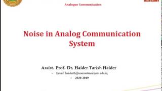 Lecture 14 Noise in Analog Communication System [upl. by Ayikaz]