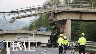 Bridge Collapse In Genoa Italy Kills At Least 20 People  TIME [upl. by Sirred729]