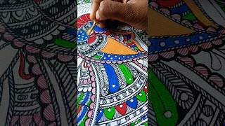 Madhubani 🖌️ Painting  Madhubani Painting Peacock Design  Peacock Madhubani Painting  shorts [upl. by Orms]