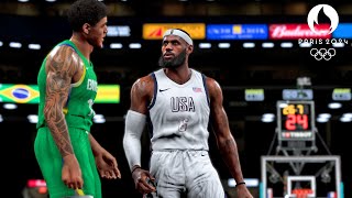 NBA 2K24 Live Simulation  USA vs Brazil FULL GAME  Olympic Mens Basketball Quarterfinals [upl. by Korwun]