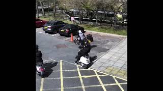 Teenage thieves try to steal judges motorbike from the car park at Snaresbrook Crown Court [upl. by Adriana]