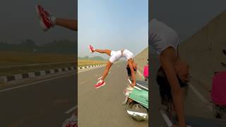 Scooty se stunt 😱 flexibility yogapractice fitness ytshortsindia ￼ [upl. by Acinot]